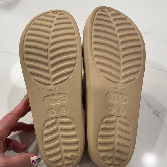 CROCS Baya Platform Tan Slide Sandals - Picture 3 of 7